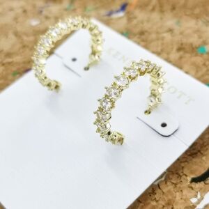 Kendra Scott Cailin Gold White Crystal Hoop Earrings accessories